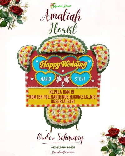 Karangan Papan Bunga Pernikahan di Nunleu